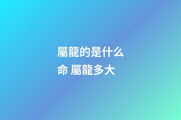 屬龍的是什么命 屬龍多大-第1張-觀點-玄機派